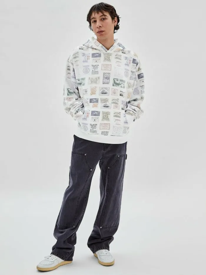 Men GUESS Hoodies and Sweaters GUESS Originals Eco Stamp Hoodie White Peaks Multi Men GUESS Hoodies and Sweaters GUESS Originals Eco Stamp Hoodie White Peaks Multi