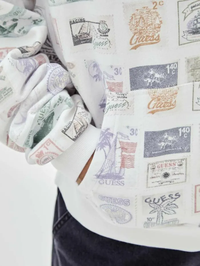 Men GUESS Hoodies and Sweaters GUESS Originals Eco Stamp Hoodie White Peaks Multi Men GUESS Hoodies and Sweaters GUESS Originals Eco Stamp Hoodie White Peaks Multi