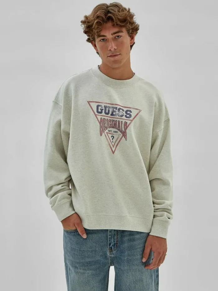 Men GUESS Hoodies and Sweaters GUESS Originals Eco Vintage Heather Dev Sweatshirt Eli Aged Heather Men GUESS Hoodies and Sweaters GUESS Originals Eco Vintage Heather Dev Sweatshirt Eli Aged Heather