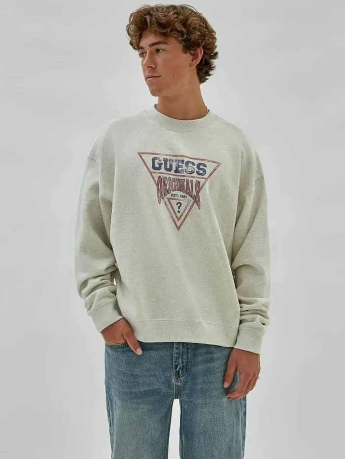 Men GUESS Hoodies and Sweaters GUESS Originals Eco Vintage Heather Dev Sweatshirt Eli Aged Heather Men GUESS Hoodies and Sweaters GUESS Originals Eco Vintage Heather Dev Sweatshirt Eli Aged Heather