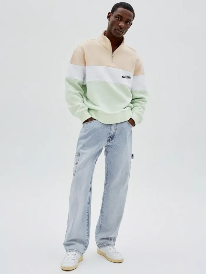 Men GUESS Hoodies and Sweaters GUESS Originals HalfZip Pullover Morning Haze Multi Men GUESS Hoodies and Sweaters GUESS Originals HalfZip Pullover Morning Haze Multi
