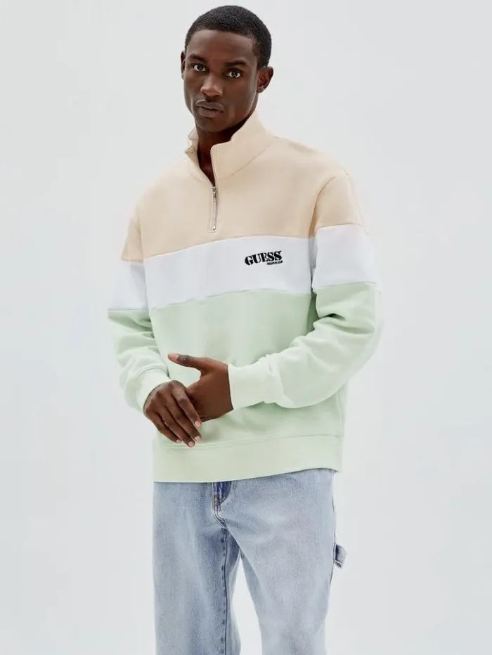 Men GUESS Hoodies and Sweaters GUESS Originals HalfZip Pullover Morning Haze Multi Men GUESS Hoodies and Sweaters GUESS Originals HalfZip Pullover Morning Haze Multi