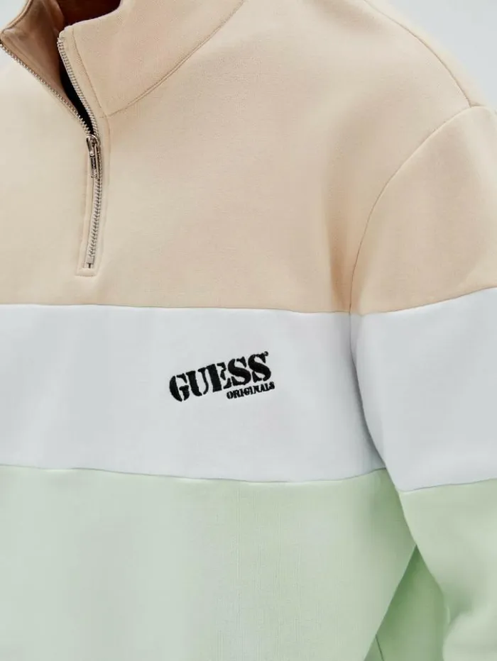 Men GUESS Hoodies and Sweaters GUESS Originals HalfZip Pullover Morning Haze Multi Men GUESS Hoodies and Sweaters GUESS Originals HalfZip Pullover Morning Haze Multi