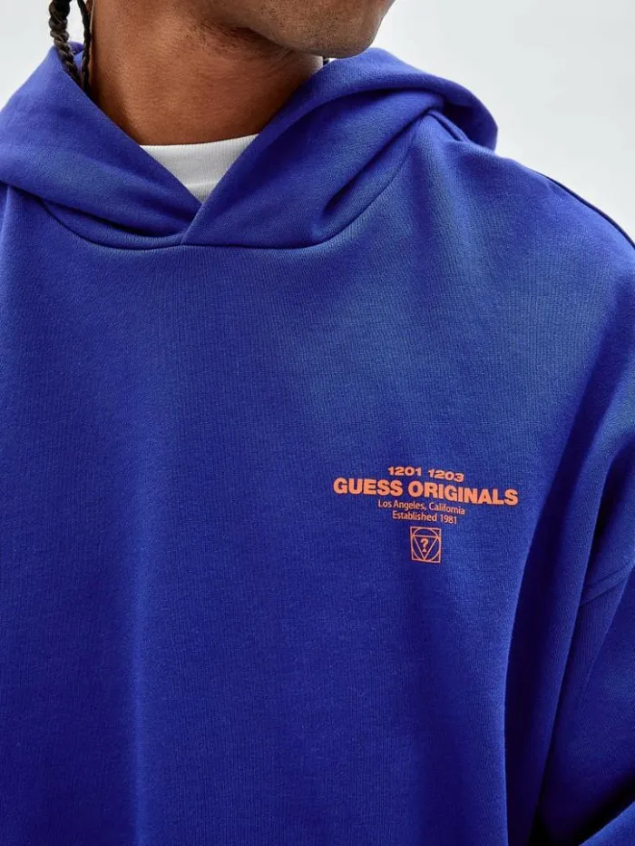 Men GUESS Hoodies and Sweaters GUESS Originals Hoodie Hybrid Blue