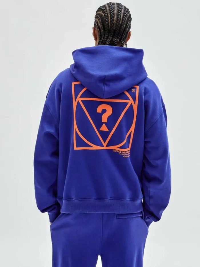 Men GUESS Hoodies and Sweaters GUESS Originals Hoodie Hybrid Blue