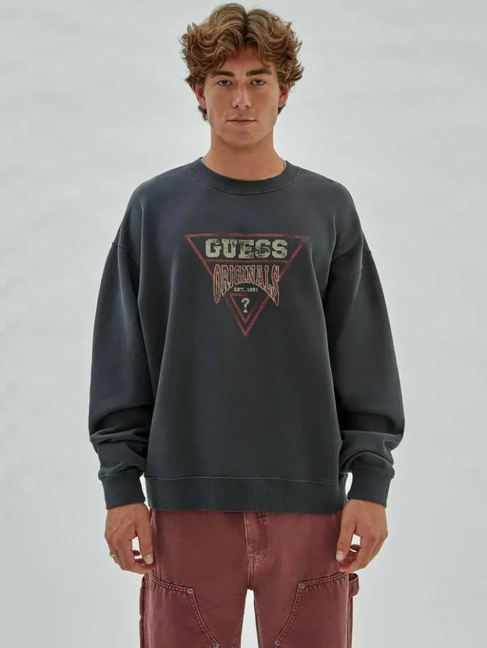 Men GUESS Hoodies and Sweaters GUESS Originals Vintage Dev Sweatshirt Jet Black Multi Men GUESS Hoodies and Sweaters GUESS Originals Vintage Dev Sweatshirt Jet Black Multi