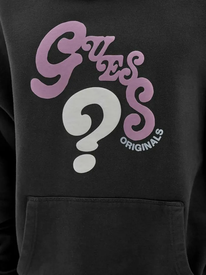 Men GUESS Hoodies and Sweaters GUESS Originals Wavy Hoodie Jet Black Multi