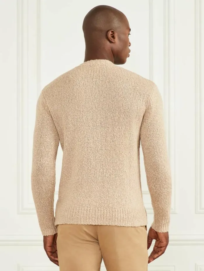 Men GUESS Hoodies and Sweaters Jaspe Crewneck Sweater Neutral Sand