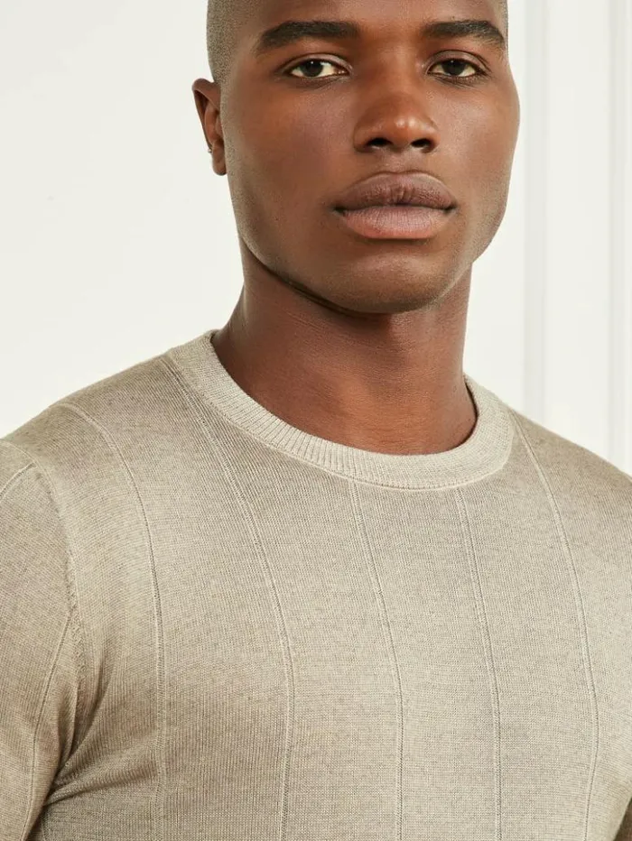 Men GUESS Hoodies and Sweaters Merino Wool Crewneck Sweater Mossy Green