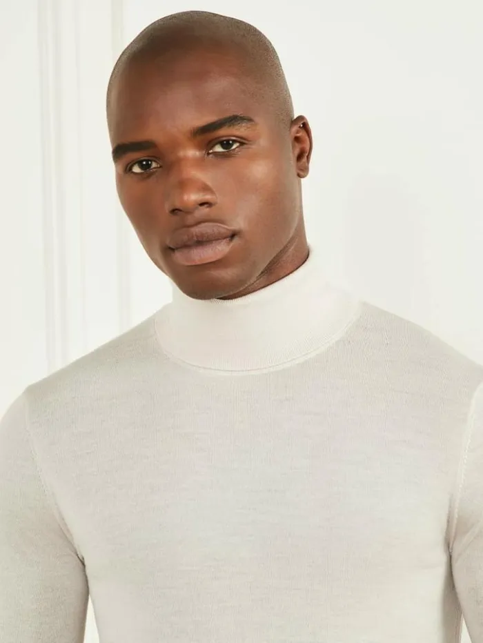 Men GUESS Hoodies and Sweaters Merino Wool Turtleneck Sweater Dreamy Moon