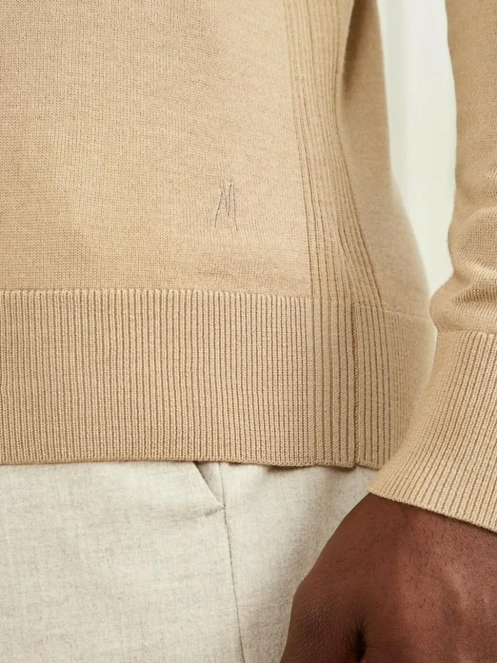 Men GUESS Hoodies and Sweaters Merino Wool Turtleneck Sweater Herb Tan