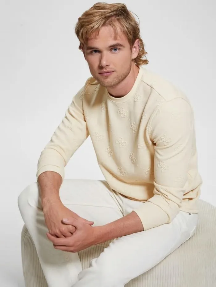 Men GUESS Hoodies and Sweaters Quattro Logo Sweater Angora Wool