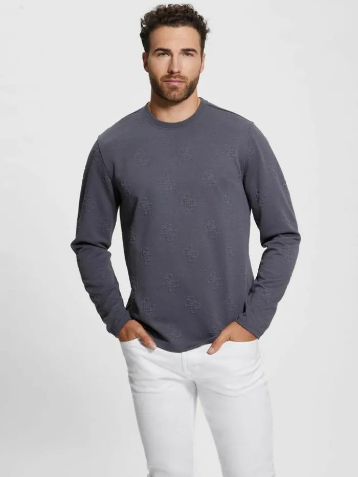 Men GUESS Hoodies and Sweaters Quattro Logo Sweater Magnetic Multi