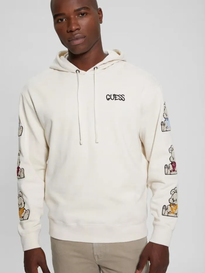 Men GUESS Hoodies and Sweaters Street Art Patched Hoodie Quicksand