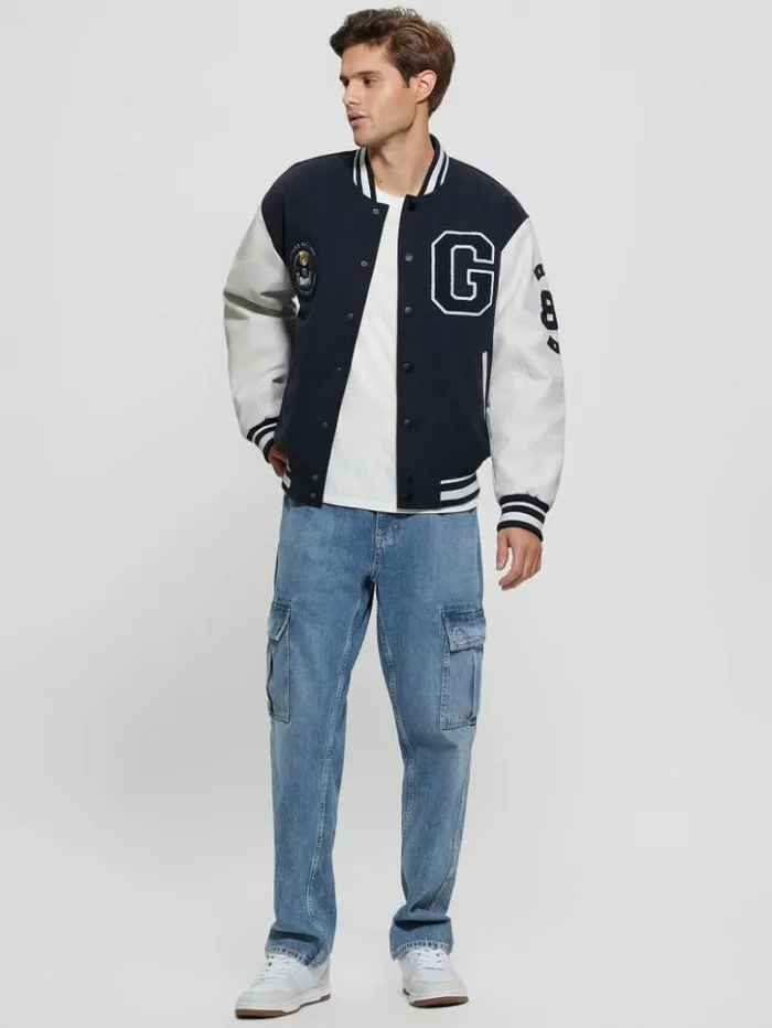 Men GUESS Jackets and Coats Bear Varsity Jacket Bleu lgant