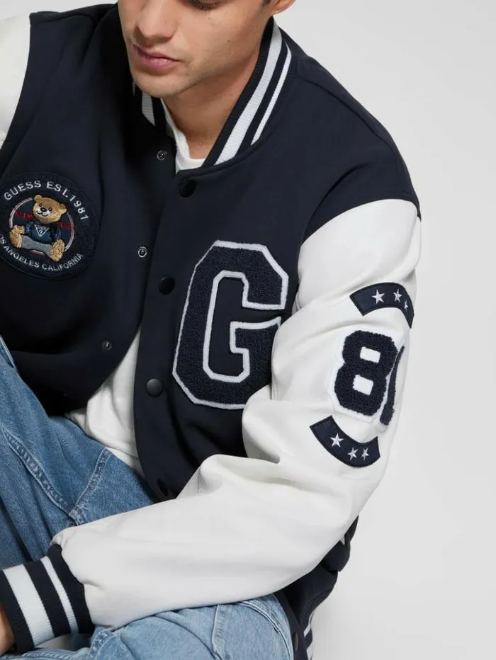 Men GUESS Jackets and Coats Bear Varsity Jacket Bleu lgant