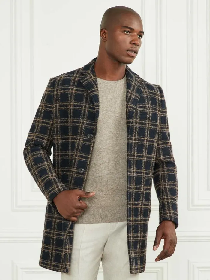Men GUESS Jackets and Coats Daily Single Breasted WoolBlend Coat Blue Brown Macrocheck Men GUESS Jackets and Coats Daily Single Breasted WoolBlend Coat Blue Brown Macrocheck