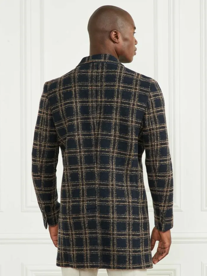 Men GUESS Jackets and Coats Daily Single Breasted WoolBlend Coat Blue Brown Macrocheck Men GUESS Jackets and Coats Daily Single Breasted WoolBlend Coat Blue Brown Macrocheck