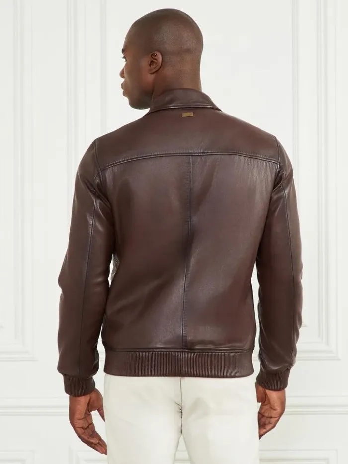 Men GUESS Jackets and Coats Dark Edges Leather Jacket Brown Vintage Effcet