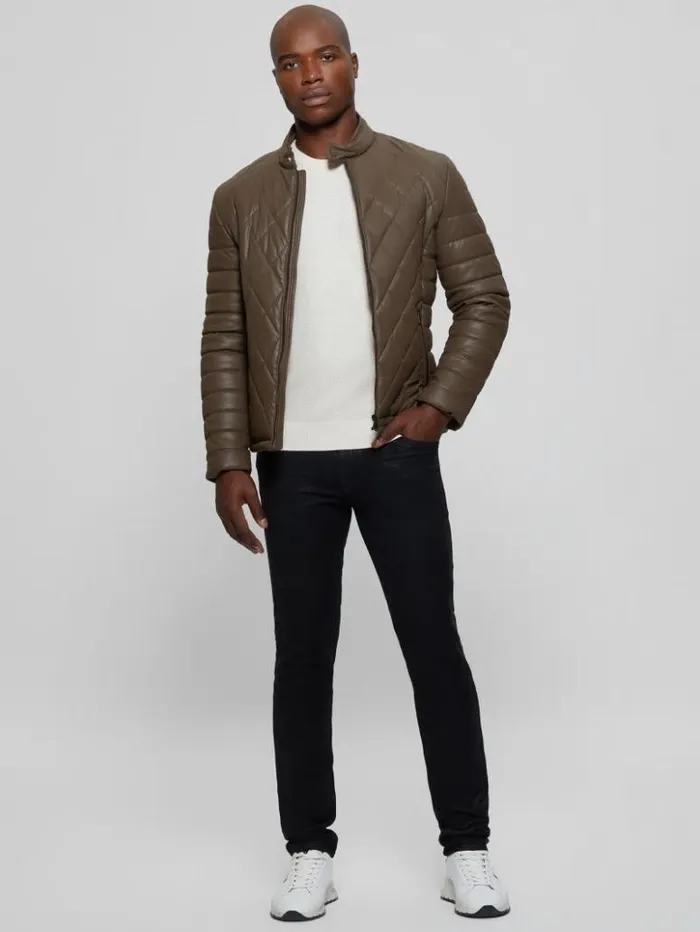 Men GUESS Jackets and Coats Diamond Quilted FauxLeather Jacket Espresso Brown Men GUESS Jackets and Coats Diamond Quilted FauxLeather Jacket Espresso Brown