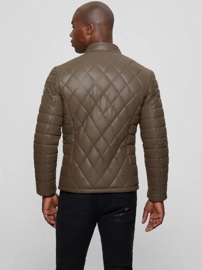 Men GUESS Jackets and Coats Diamond Quilted FauxLeather Jacket Espresso Brown Men GUESS Jackets and Coats Diamond Quilted FauxLeather Jacket Espresso Brown