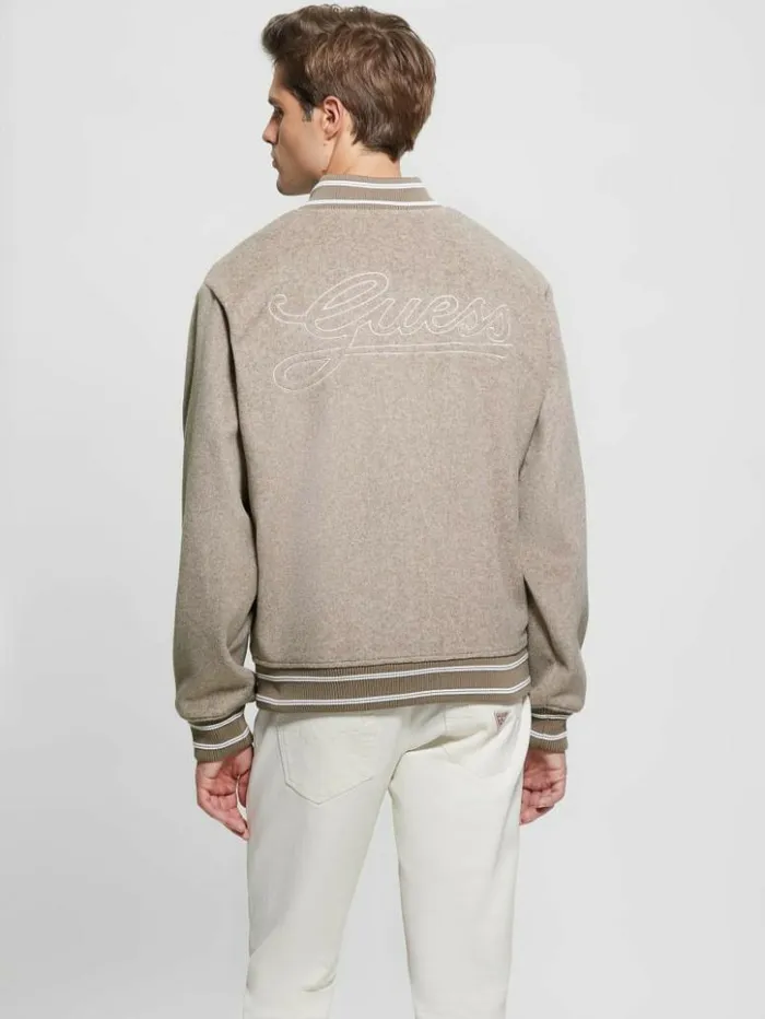 Men GUESS Jackets and Coats Eco Flight Jacket Silk Taupe Multi