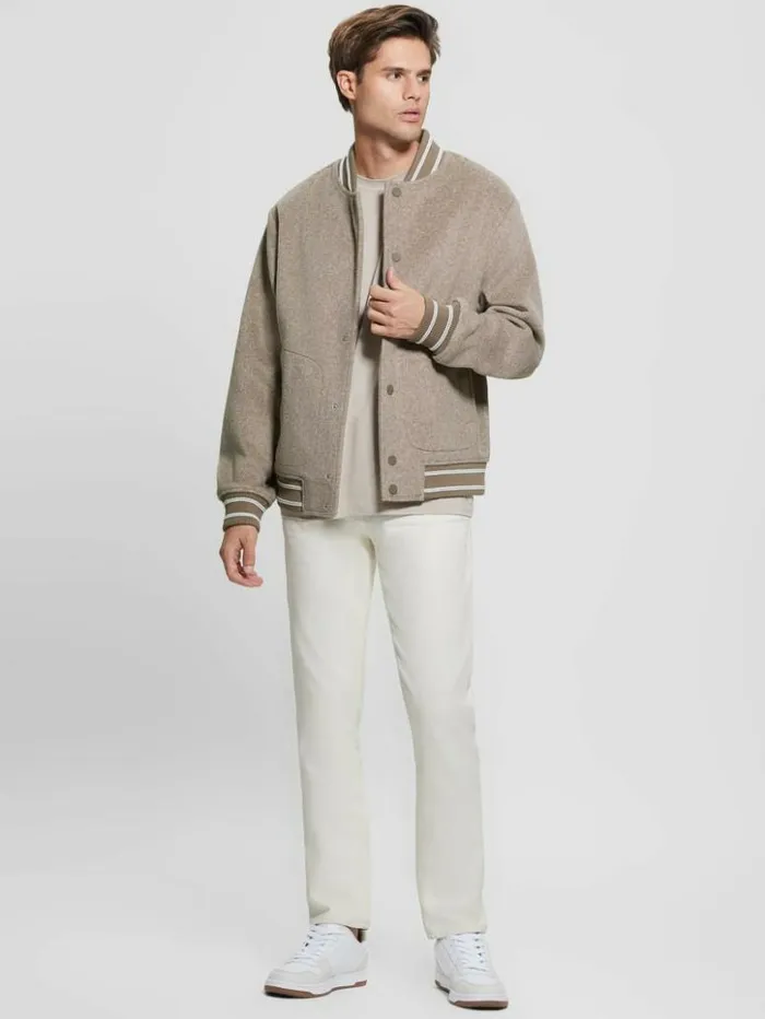 Men GUESS Jackets and Coats Eco Flight Jacket Silk Taupe Multi