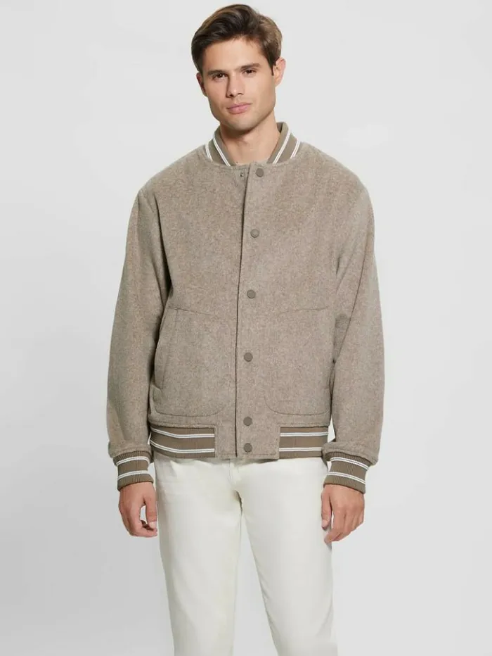 Men GUESS Jackets and Coats Eco Flight Jacket Silk Taupe Multi