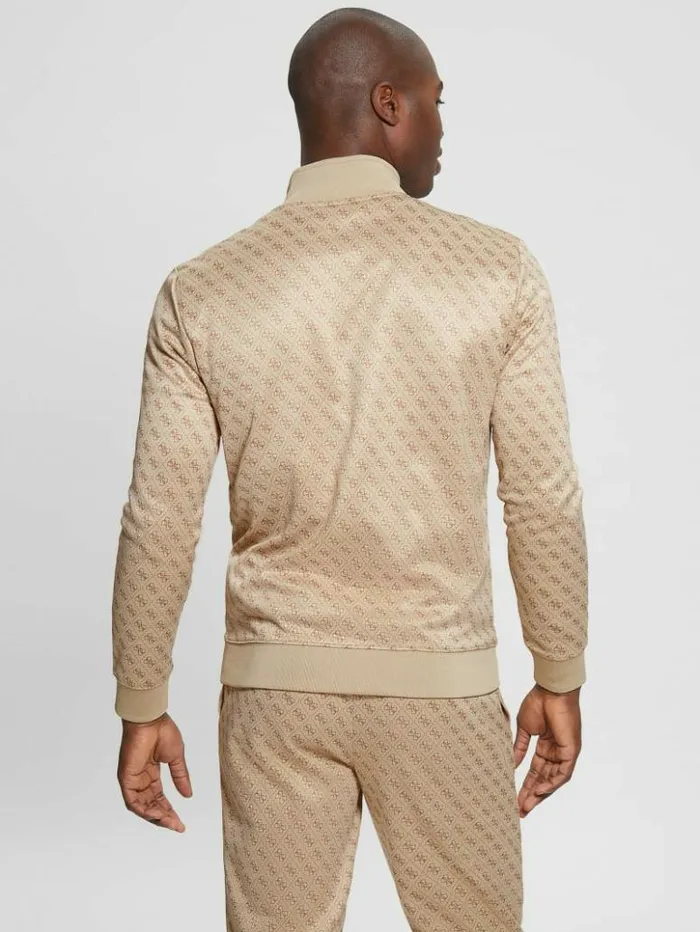 Men GUESS Jackets and Coats Eco Korbin Track Jacket 4g Aop Beige Blanco