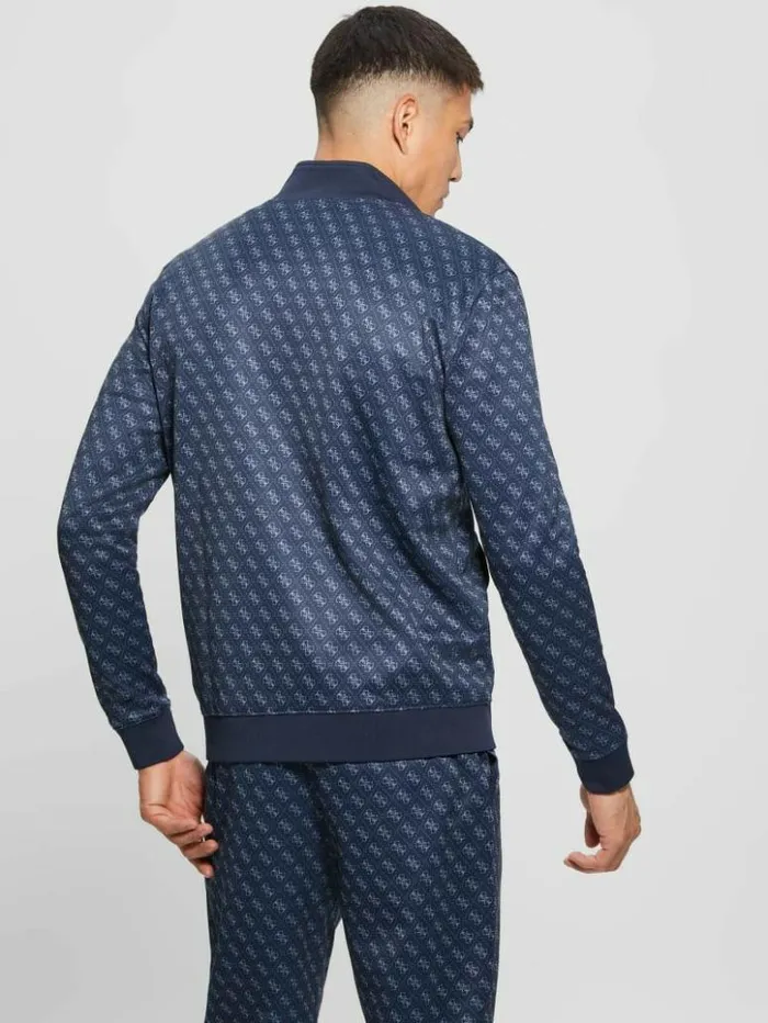 Men GUESS Jackets and Coats Eco Korbin Track Jacket 4g Aop Silk Blue