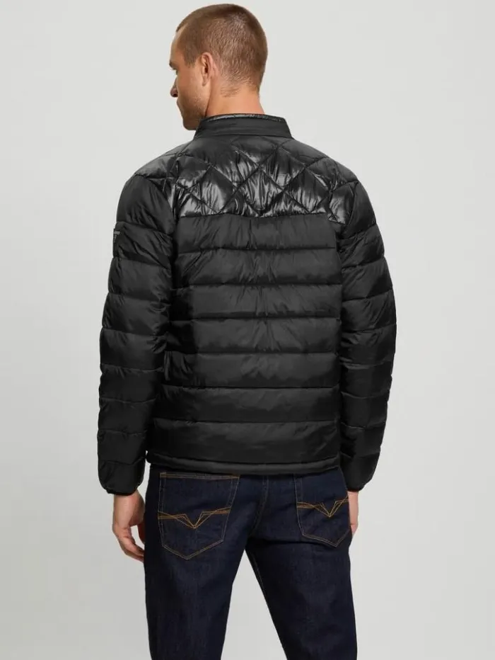 Men GUESS Jackets and Coats Eco Lightweight Puffer Jacket Jet Black Multi