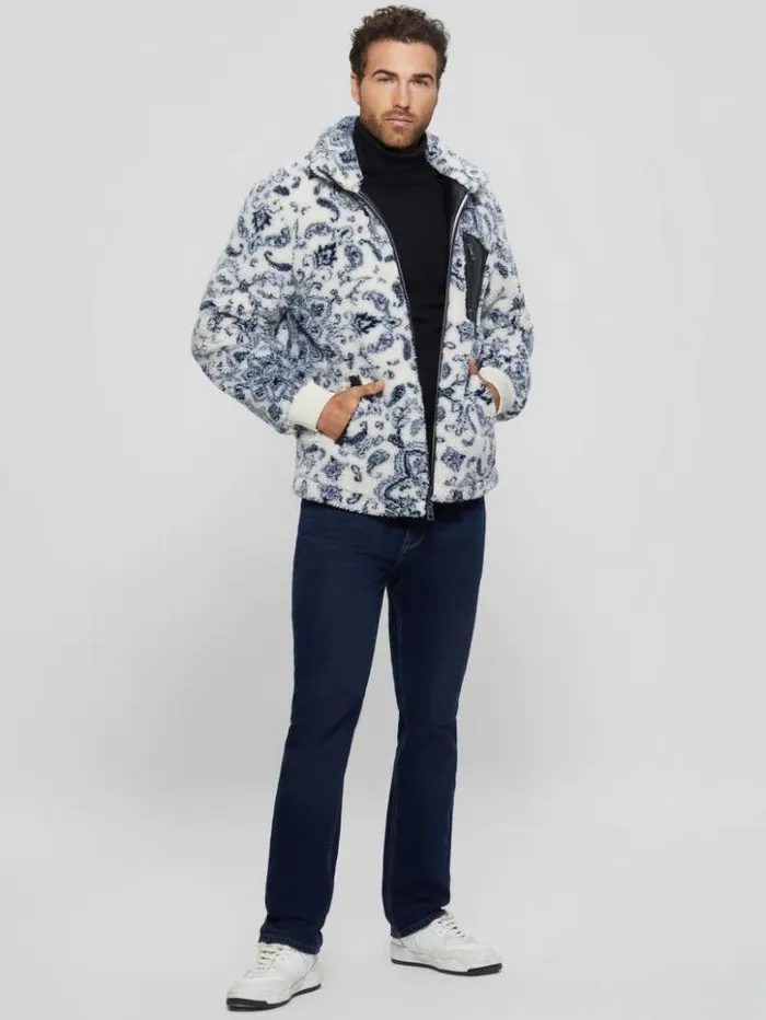 Men GUESS Jackets and Coats Eco Sherpa Jacket White Bandana Combo