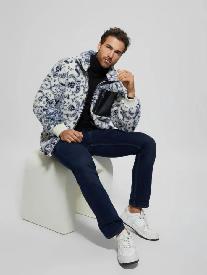 Men GUESS Jackets and Coats Eco Sherpa Jacket White Bandana Combo