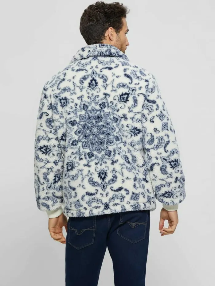 Men GUESS Jackets and Coats Eco Sherpa Jacket White Bandana Combo