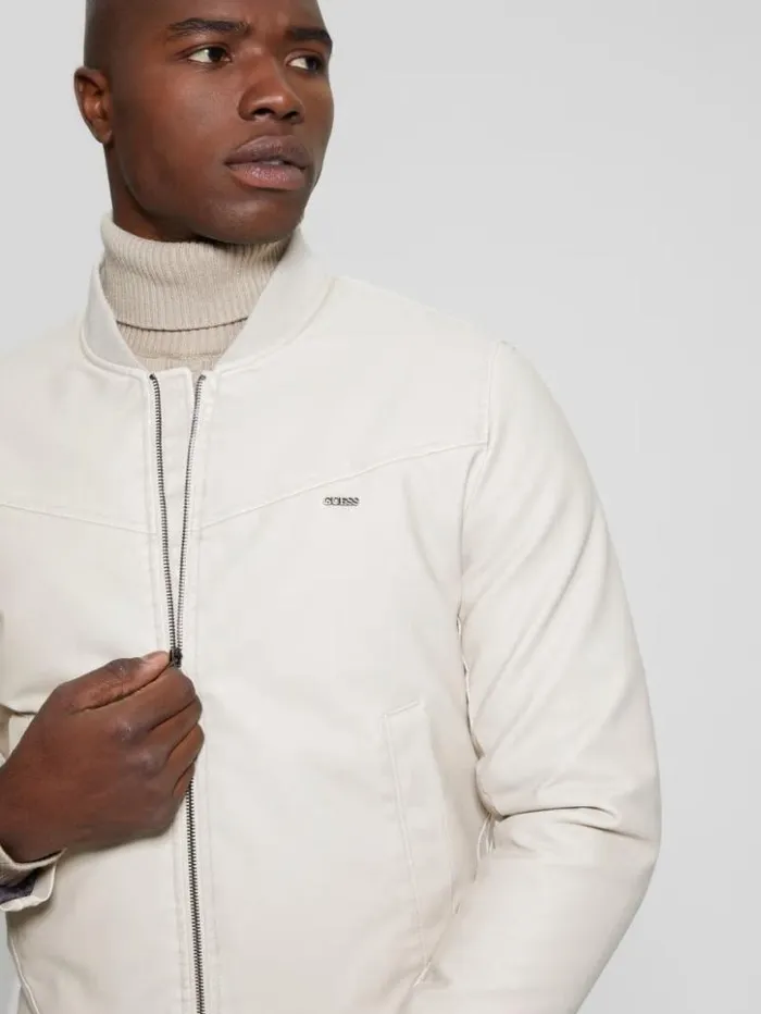 Men GUESS Jackets and Coats FauxLeather Aviator Jacket Vanilla Blush