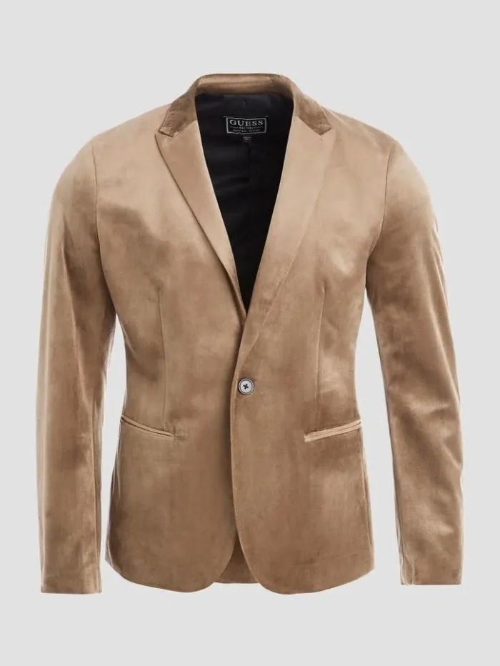Men GUESS Jackets and Coats Fulham Velvet Blazer Champagne Multi