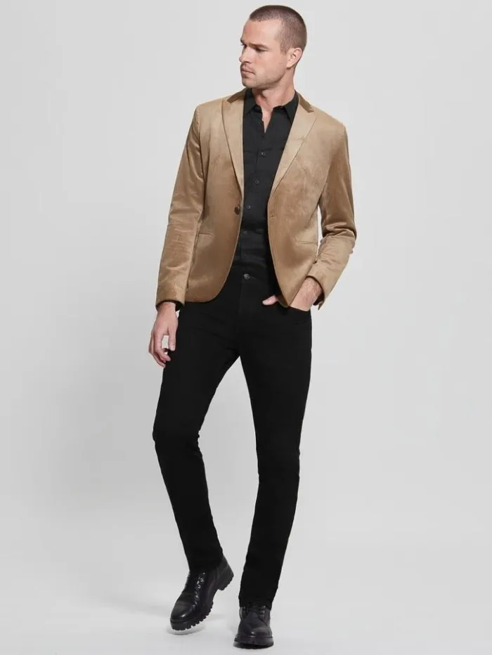 Men GUESS Jackets and Coats Fulham Velvet Blazer Champagne Multi