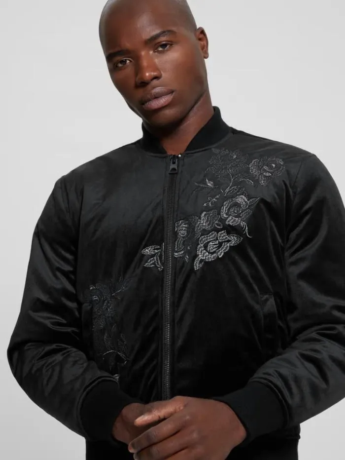Men GUESS Jackets and Coats Fulham Velvet Flight Jacket Black