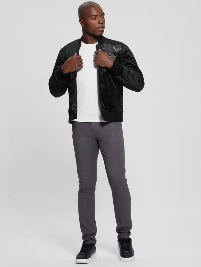 Men GUESS Jackets and Coats Fulham Velvet Flight Jacket Black