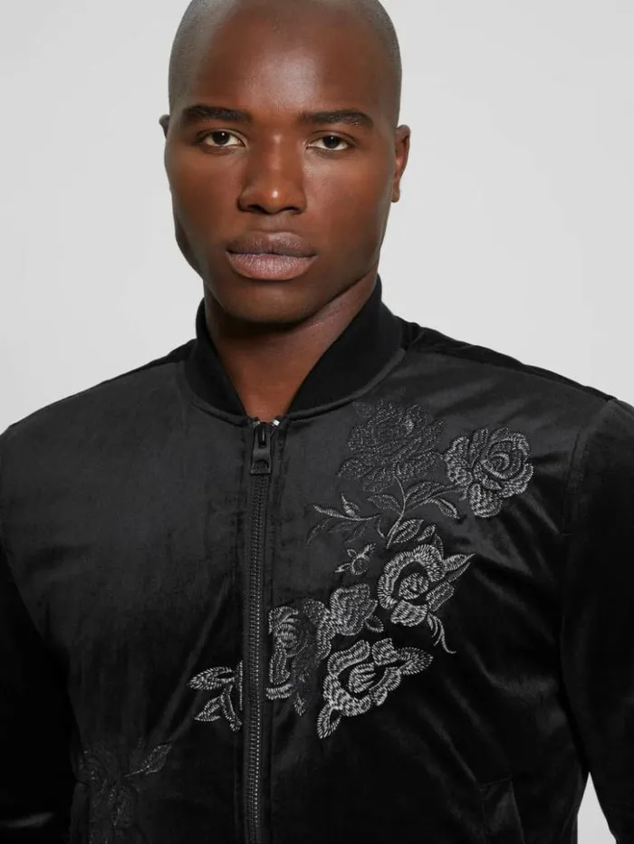 Men GUESS Jackets and Coats Fulham Velvet Flight Jacket Black