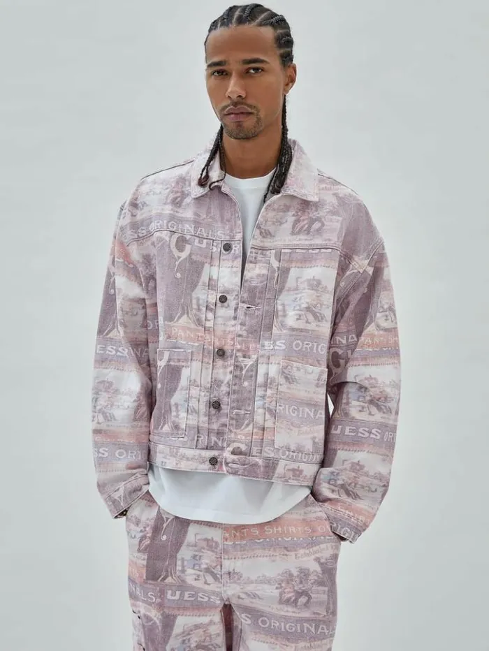 Men GUESS Jackets and Coats GUESS Originals Ranch Studio Jacket Vintage Ranch Print Men GUESS Jackets and Coats GUESS Originals Ranch Studio Jacket Vintage Ranch Print