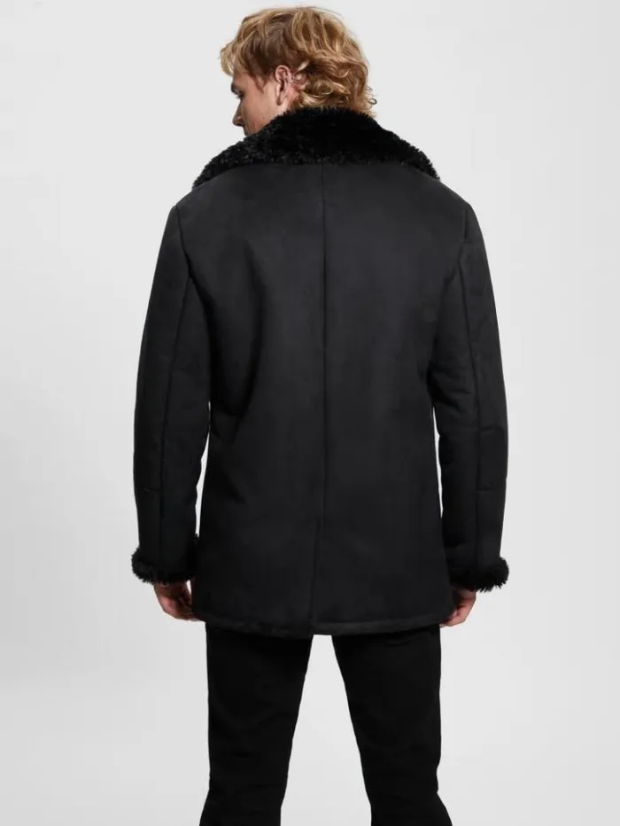 Men GUESS Jackets and Coats Ian FauxSuede Coat Jet Black Multi