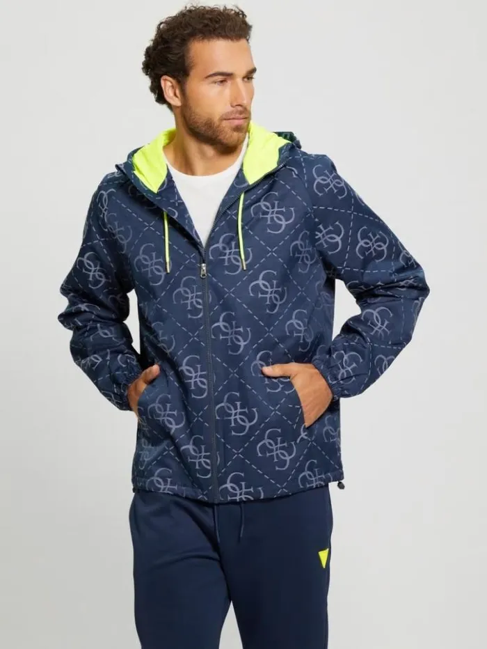Men GUESS Jackets and Coats Leroi Quattro Signature Jacket 4g Large Jacquard Blue Men GUESS Jackets and Coats Leroi Quattro Signature Jacket 4g Large Jacquard Blue