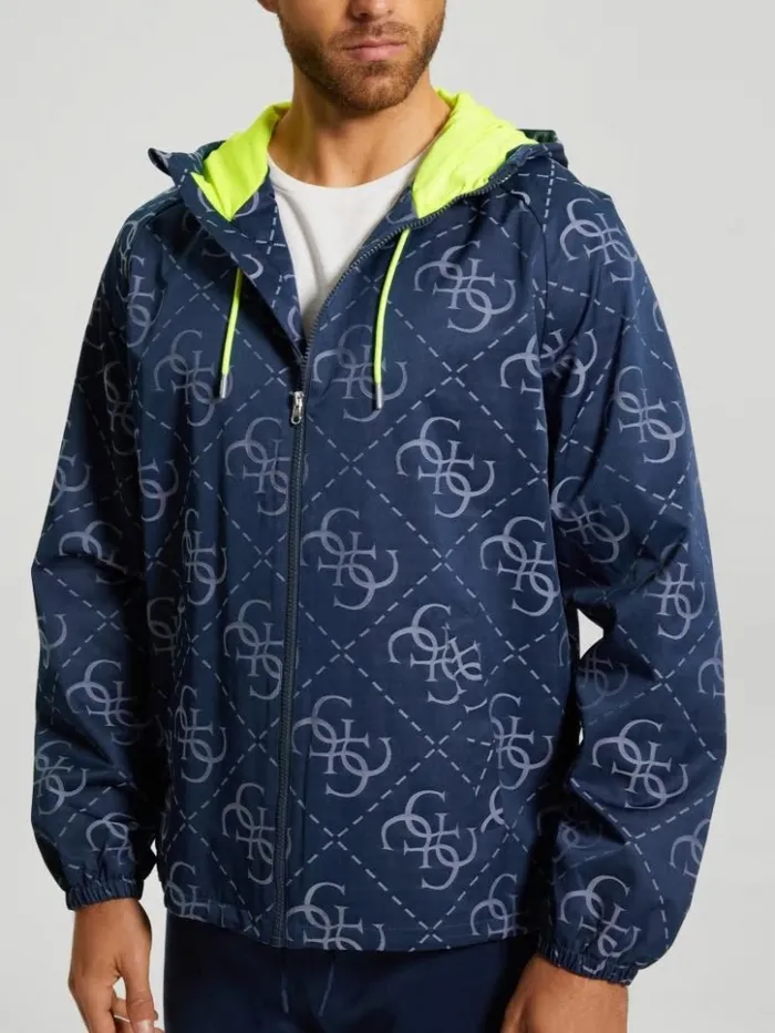 Men GUESS Jackets and Coats Leroi Quattro Signature Jacket 4g Large Jacquard Blue Men GUESS Jackets and Coats Leroi Quattro Signature Jacket 4g Large Jacquard Blue