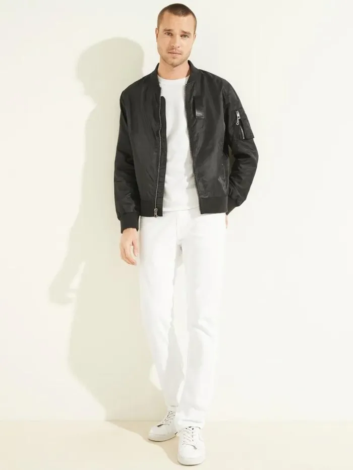 Men GUESS Jackets and Coats Nylon Flight Jacket Black