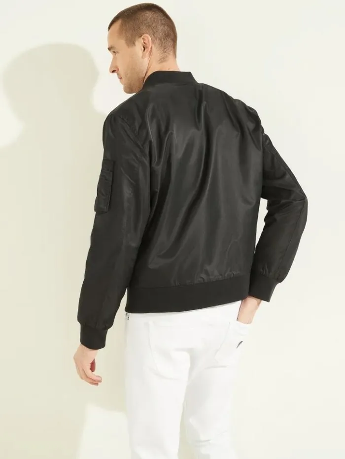 Men GUESS Jackets and Coats Nylon Flight Jacket Black
