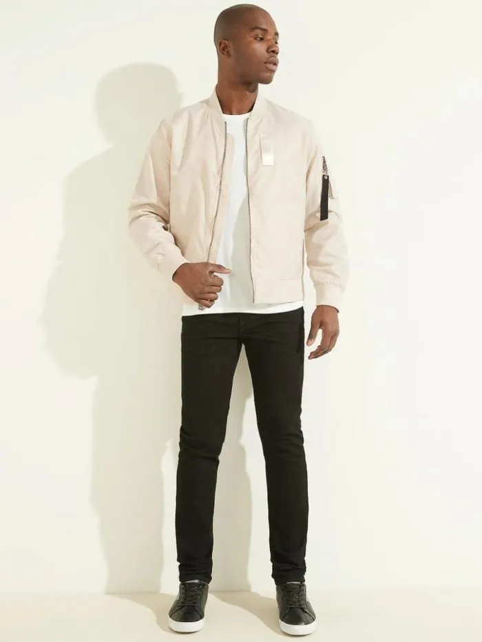 Men GUESS Jackets and Coats Nylon Flight Jacket Muted Stone