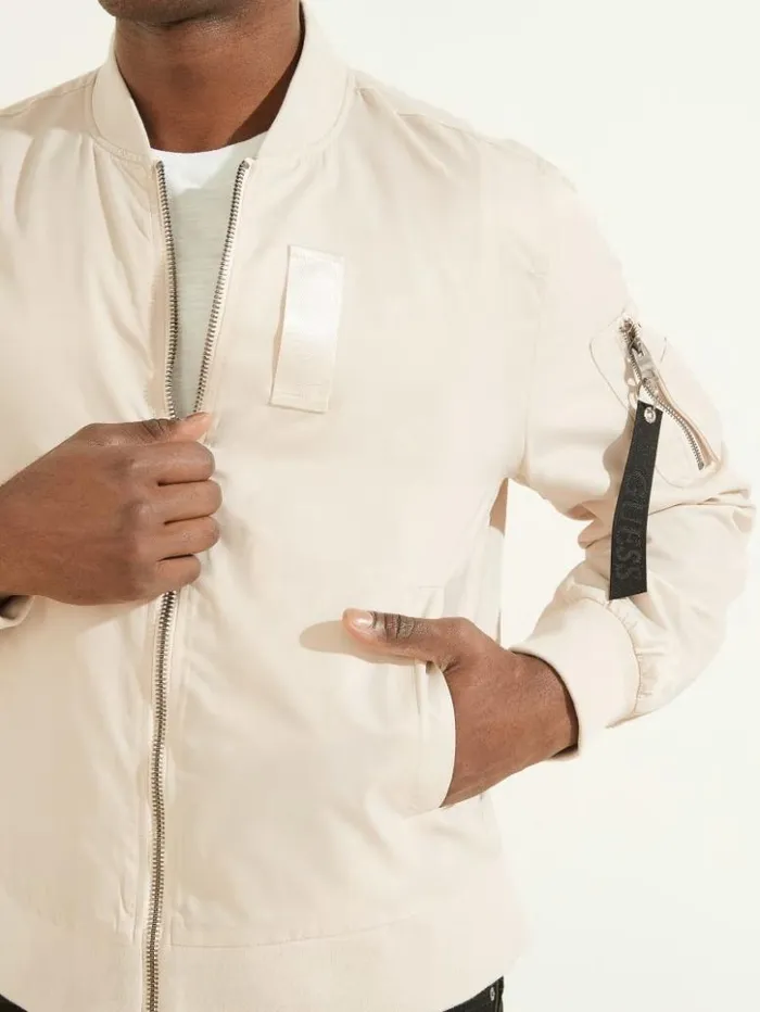 Men GUESS Jackets and Coats Nylon Flight Jacket Muted Stone
