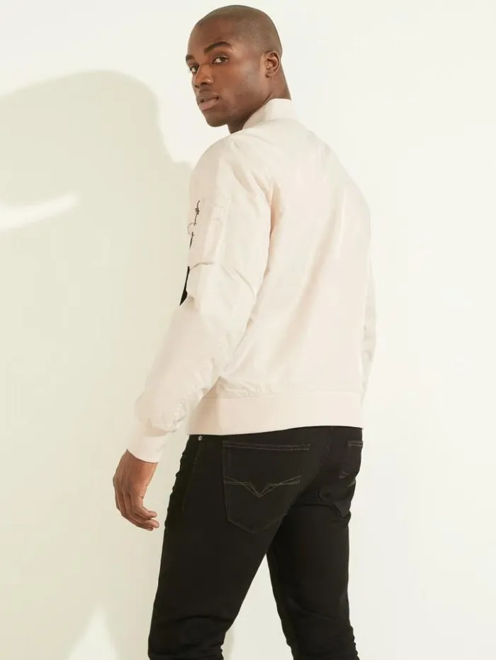 Men GUESS Jackets and Coats Nylon Flight Jacket Muted Stone