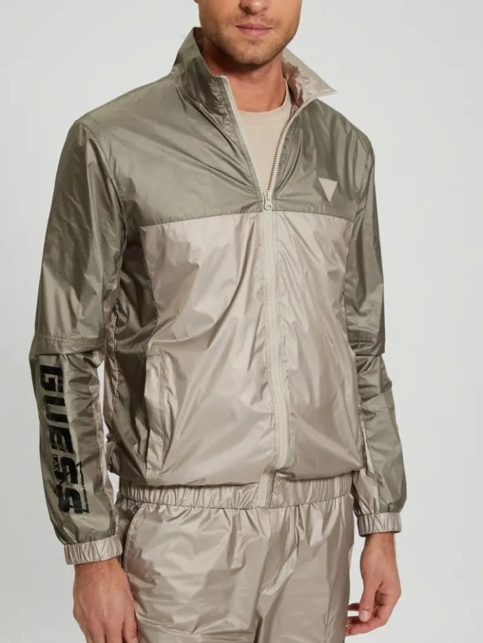 Men GUESS Jackets and Coats Wilfred FullZip Track Jacket Pasadena With Green Block Men GUESS Jackets and Coats Wilfred FullZip Track Jacket Pasadena With Green Block